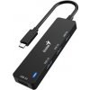 Genius UH-400 USB Hub, externý, USB-C na 4× USB 3.0, 15cm, čierny
