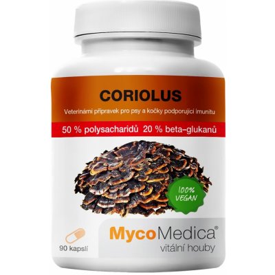 Coriolus 50% vysoká koncentrácia Mycomedica Obsah: 90 kapsúl á 500mg extraktu