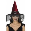 Čarodejnícky klobúk červený so závojom