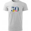 Kvetinové číslo kreslené - 50 - Klasické pánske tričko vyššej gramáže - 2XL ( Svetlosivý melír )