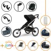 Set 11v1 Thule Glide 3 Black + madlo + vanička Dark Slate + JOMK príslušenstvo + autosedačka Cybex s ISOFIX základňou a adaptérmi Thule
