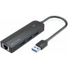 USB Hub Vention 3-Port USB 3.0 Hub with Gigabit Ethernet Adapter 0.15 Black (CHNBB)