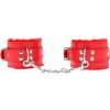Kink - Fur Lined Wrist Restraints Red With Red Belt Adjustable 17-29 cm X 6 cm