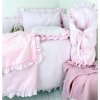 5-dielna súprava do postieľky Ružová s volánikom – 100% bavlna & minky, ideálne pre dievčatko