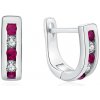 MOISS Elegantní stříbrné náušnice s čirými a fuchsiovými zirkony E0000177
