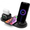 AppleMix Qi 4v1 stojan / bezdrôtová nabíjačka - 2x Apple iPhone + hodinky + AirPods - otočný - čierny