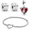PANDORA set náramok s korálkami Heart 599539C00+2x791972CZ+793119C01