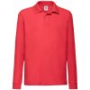 Fruit of the Loom Long Sleeve Polo Shirt červená