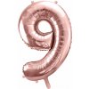 PartyDeco Fóliový balón narodeninové číslo 9 ružovo-zlatý 86 cm