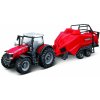 Bburago Farm Traktor Massey Ferguson 8740S + Baler Lifter Rood 1:50