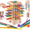 MONTESSORI 42 FAREBNÝCH HIER S TYČKAMI A KOCKAMI NA PRECVIČOVANIE LOGICKÉHO MYSLENIA