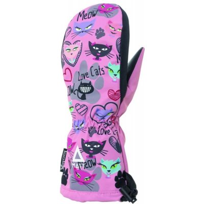 Matt dievčenské lyžiarske rukavice s mačičkami 3216 ružové