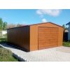 Plechová garáž 4x6 m so sedlovou strechou . Imitácia dreva - zlatý dub
