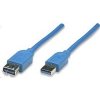 MANHATTAN Kabel USB 3.0 A-A prodlužovací 2m, modrý 322379