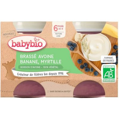 Babybio Brassé z ovseného mlieka banán čučoriedka 2x130 g