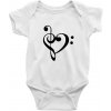Husľový kľúč srdce - Body dojčenské s krátkym rukávom - Krátký r. 12-18 mes ( Biela )