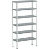 Kovona kovový regál, 205 × 70 × 30 cm, 6 políc, biely