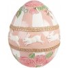 Clayre & Eef Veľká ružová dekorácia vajíčko s kvetmi a králikmi Ø 38*46 cm