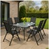 Záhradná jedálenská súprava 6-miestna Moderna - stôl a 6 skladaných stoličiek čierna