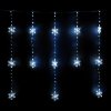 Svetelný vonkajší záves Snowflakes, 120x120cm, LED, studená biela, časovač, 8 funkcií, na batérie, 120 cm