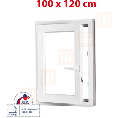 OKNA-HNED.SK Plastové okno 100x120 cm (1000x1200 mm) biele otváravé aj sklopné ľavé