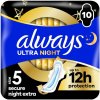 Always Ultra Secure Night Extra hygienické vložky (veľkosť 5) vložky s krídelkami 10 ks]