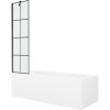 Mexen Cubik obdĺžniková vaňa 150 x 70 cm s obkladom a 1-krídlovou sprchovou zástenou 50 cm, Čierny vzor - 550315070X9505007077
