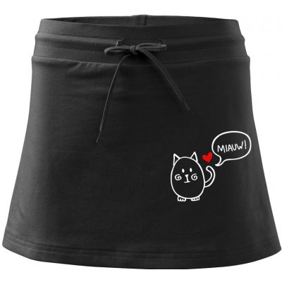 Tučná mačka športová sukňa Two in One čierna