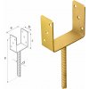 DOMAX PS zapustená pätka stĺpika typu U | Pätka na hranol 150 x 150 Galvanické pozinkovanie nažlto (ZNZ) PS 140 U - 141 x 60 x 124 x 4.0 mm (6 ks)