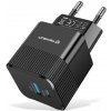 Techsuit Premium Tiny Series sieťová nabíjačka (CHPD216) – GaN, USB QC3.0, USB-C PD25W – čierna