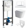 Mereo WC set - Smart flush rimless WC hranaté, modul pre sadrokartón, biele hranaté tlačidlo MM02NSETRT320