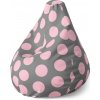 Sablio Sedací vak Pear Veľké ružové bodky - 70 x 95 x 15 cm