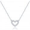 MINET Zlatý náhrdelník srdce z bieleho zlata s bielymi zirkónmi Au 585/1000