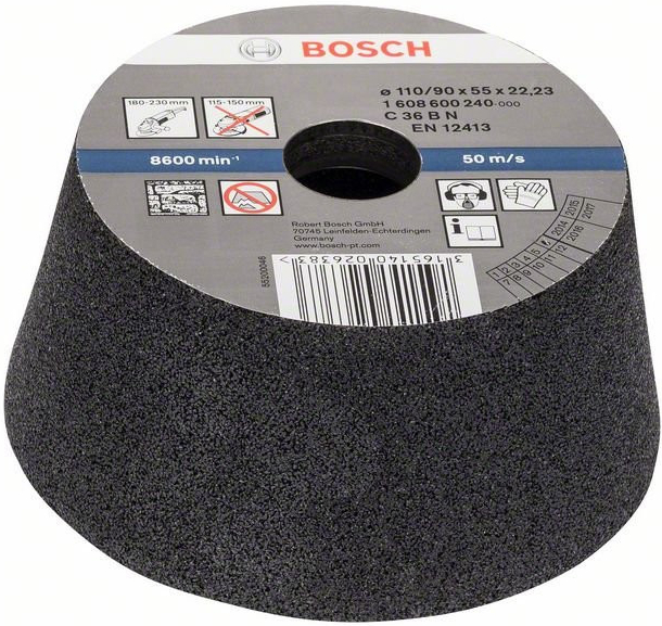 BOSCH Brúsny hrniec, kónický - kameň / betón 90 mm, 110 mm, 55 mm, 36, 1608600240