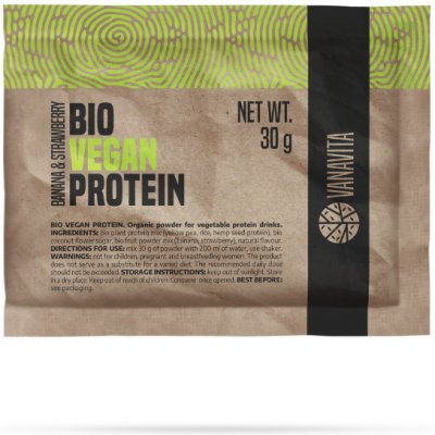 Vzorka Bio Vegan Protein - VanaVita, príchuť banán jahoda, 30g