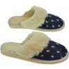 Dámske modré huňaté papuče s ovčou vlnou MERTILA