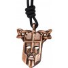 Lord of Battles Bronzový vikingský amulet „Válečnická maska“ s koženou šňůrkou