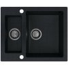 Sink Quality Ferrum, kuchynský granitový drez 605x495x210 mm + čierny sifón, čierna škvrnitá-BROCADE, SKQ-FER.B.5KBO.XB