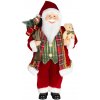 Dekorácia MagicHome Vianoce, Santa, s darčekom a medveďom, červený, 46 cm