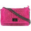 Talianska kožená kabelka potlač krokodíl 439 fuchsia Fuchsia