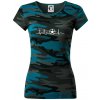 Ekg futbal loptu - Dámske maskáčové tričko - 2XL ( Petrolejová maskáč )