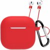 AppleKing silikónové puzdro s karabínou a šnúrkou pre AirPods 4 - červené - možnosť vrátiť tovar ZADARMO do 30tich dní