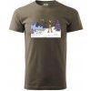 Panoráma lyžovania - Klasické pánske tričko vyššej gramáže - XS ( Army )