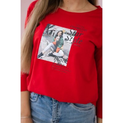 ! Kesi Blouse with Star Style print red tmavočervená