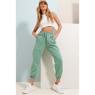 Trend Alaçatı Stili women's trousers with elastic two threads mint