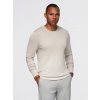 Ombre Men's sweater with round neckline in stretch knit with classic weave - beige šedá | krémová L Ombre 5907064526475