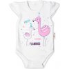 Baby Nellys Bavlnené dojčenské body, kr. rukáv, Flamingo - biele, veľ. 86, 86 (12-18m)