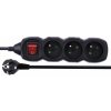 Prodlužovací kabel EMOS P1311 / 1,5 m / 3 zásuvky / s vypínačem / černý / PVC / 1 mm2