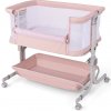 Detská postieľka 3 v 1, cestovná postieľka s matracom, 6 úrovní, výškovo nastaviteľná, s úložným košom, ružová