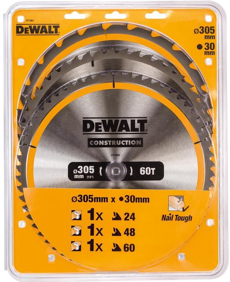 DeWalt DT1964 - Balení 3 pilových kotoučů do stacionární kotoučové pily